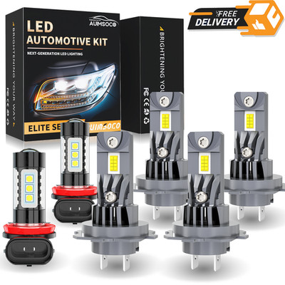 For Audi A3 A4 A5 A6 Q3 Q5 Q7 S4 TT LED Headlight 6pcs Hi/Lo + Fog Lamps Bulbs