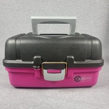 PLANO Model 6102 Pink/Gray Fishing Tackle Box w/Lift Up Tray U.S.A. Great Shape