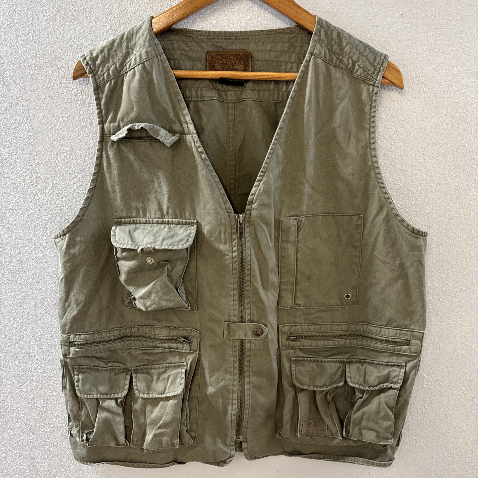 VTG Lauren Ralph Lauren Vest Adult Large Green Utility Pockets Fishing Sport L
