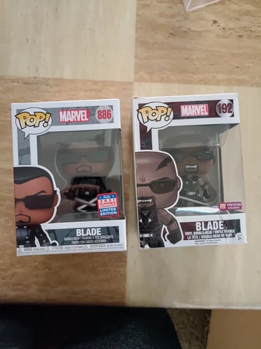 Funko Pop Marvel Blade #192 #886 PAQUETE Px vistas previas y Funkon 2021 con protectores 