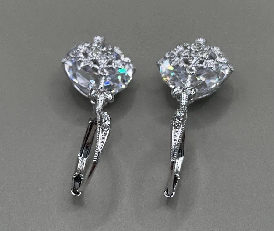 Nadri Women’s Earrings Pierced Rhodium Plated Crystal CZ Wedding - Image 4 of 4