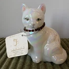 Vintage Fenton Glass January Birthstone Iridescent Opalescent Cat Figurine