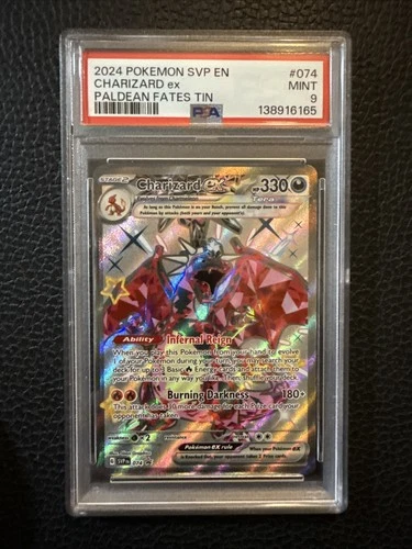 2024 POKEMON SVP EN-SV BLACK STAR PROMO PALDEAN FATES TIN CHARIZARD EX PSA 9