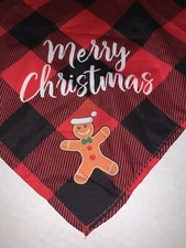Tie On Dog Bandana/Scarf Red/black Buffalo Plaid  Gingerbread Man Christmas  