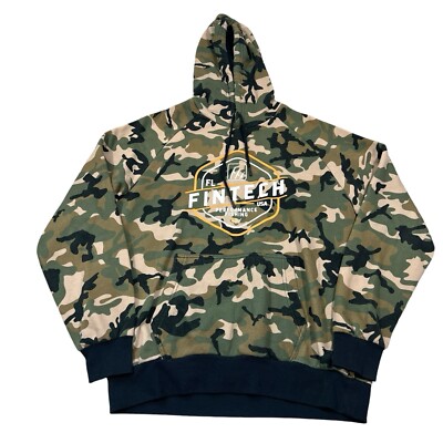 Fintech Men Green Camo Performance Fishing Hoodie Sweatshirt