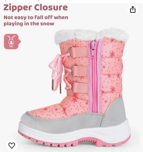 Apakowa Kid's Girls Winter Snow Boots (Toddler/Little Kid) Size 8 toddler Pink - Picture 2 of 6