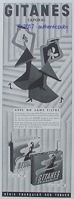 ADVERTISEMENT GYPSIES CORPORAL FILTER CIGARETTES HERVE MORVAN 1956 FRENCH AD PUB