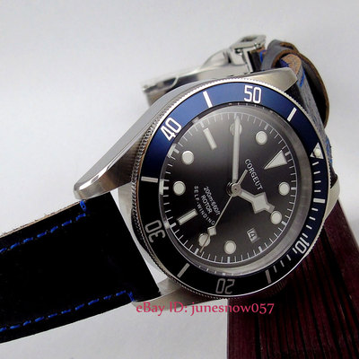 41mm CORGEUT Black Dial Sapphire Glass Blue Bezel MIYOTA Automatic Men's Watch