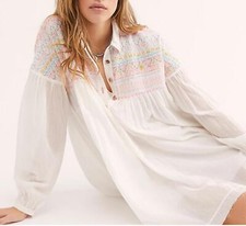 NWT Free People Anna Marie Shirt Dress with Slip Boho Embroidered Size M