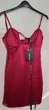 PRETTYLITTLETHING RED DRESS BODYCON MESH SIDES LACE CAGED SIZE 10