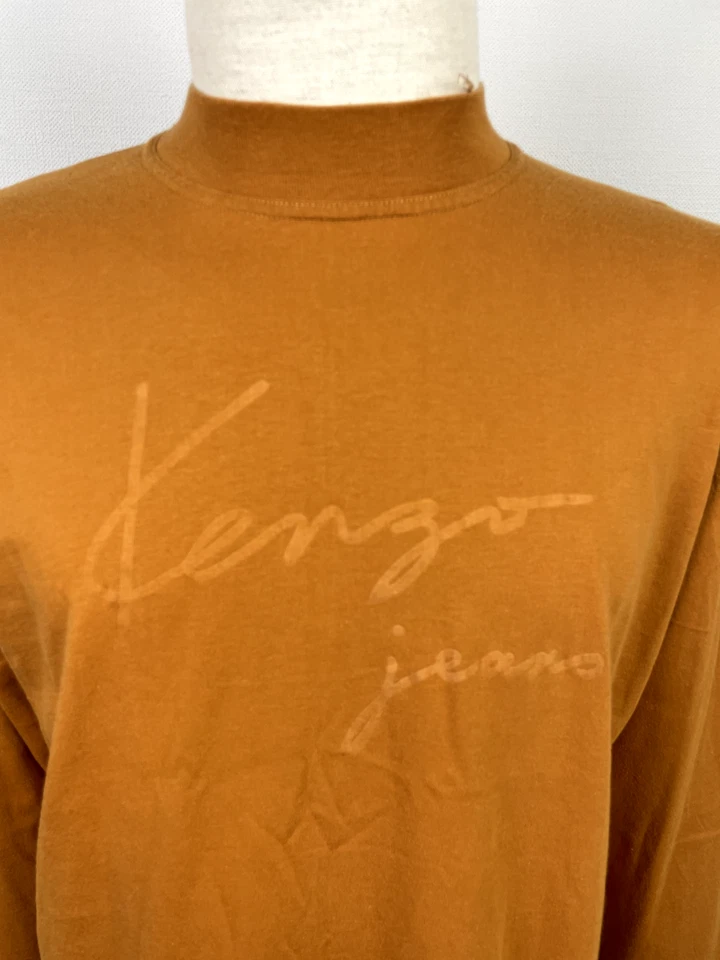 Sudadera de Colección KENZO Jeans Naranja Manga Larga Logo Grande Elastizada Para Hombre Talla L Foto 4 de 4