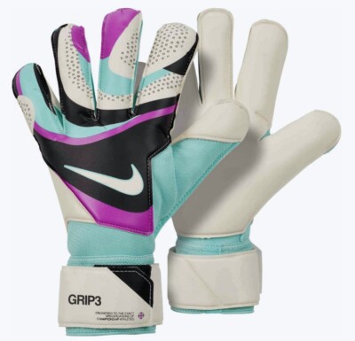 NIKE Grip3 Grip 3 White Turq Fuchsia GK Goalkeeper Gloves Mens Womens Unisex 7 8