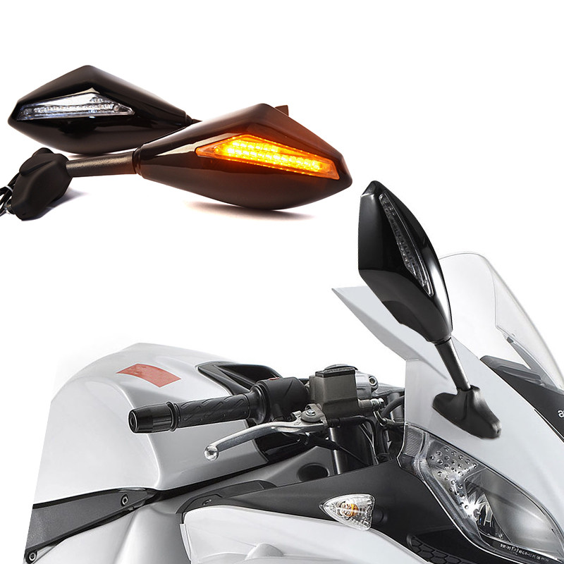 鏡 S For Kawasaki ZX10R 2004-2005 Black Rearview Side Mirrors With Turn