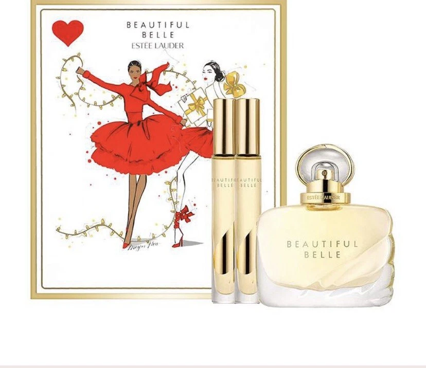 Estee Lauder Beautiful Belle EDP set perfume body lotion rollerball Gift Box