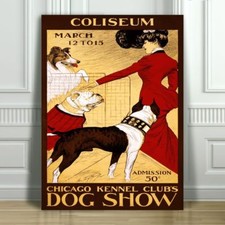 VINTAGE DOG SHOW AD CANVAS ART PRINT POSTER - Chicago Kennel Club - 12x8"