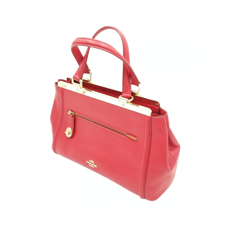 Coach Red Turn Lock Detail Zip Top Satchel | eBay