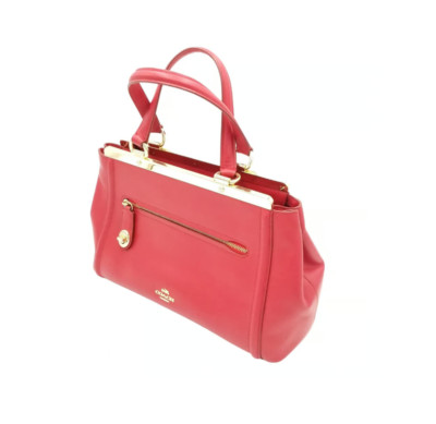 Coach Red Turn Lock Detail Zip Top Satchel | eBay
