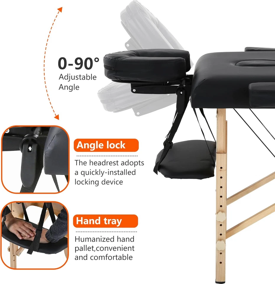 Nueva Mesa de Masaje Cama de Masaje Cama Spa 73" Largo Portátil 2 Plegables con Estuche de Transporte Foto 3 de 4