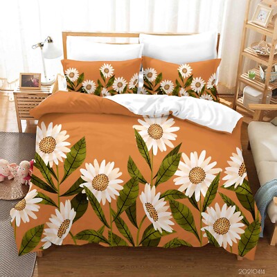 3D Flowers Leaves Flora Quilt Cover Set Bedding Sets Pillowcases Queen 9