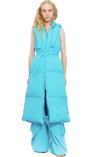 Chaouiche Womens Puffer Down Sleeveless Long Vest Oversized Blue Rare Runway 5XL