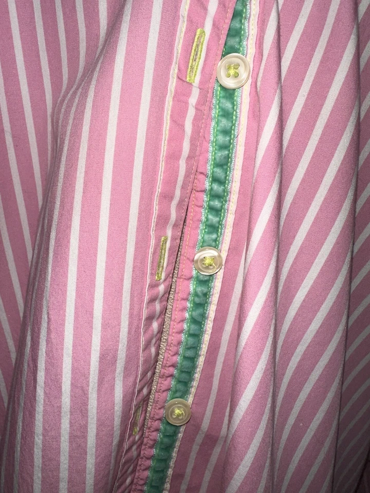 Camisa Arnold Zimberg Para Hombre Rosa Blanco Rayas Algodón Abotonada M Como Nueva Foto 4 de 4