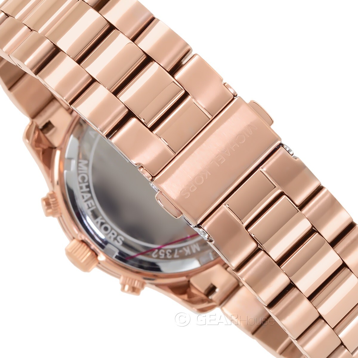 Michael Kors Runway Womens Chronograph Watch Red Dial Rose Gold  