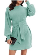 Cozy Sweater Dress long Sleeve Sz S Tie Wrap Casual Dress Chic Comfortable