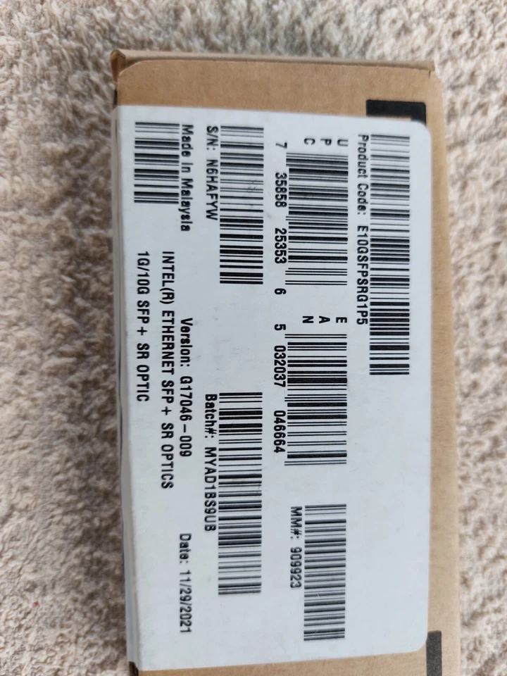 Intel Ethernet SFP+ SR Optics 1G/10G Transceiver (E10GSFPSRG1P5) - Image 2 of 3