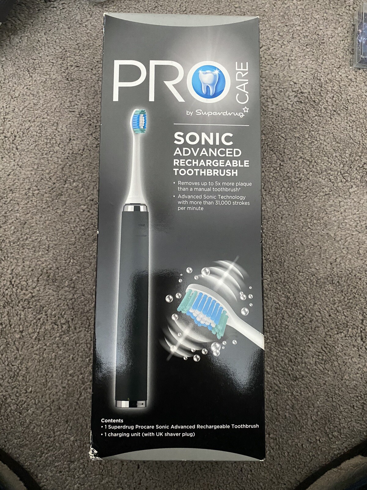 Pro Care Sonic Advanced Rechargeable Electric Toothbrush BLACK Feat Delivery UK
