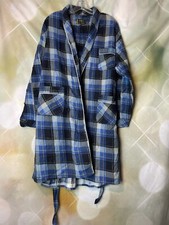 Men's AHM Vintage Large Blue Plaid Robe W/ Tie 3 Pockets