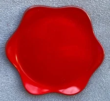 Annieglass Scalloped Handcrafted Red 6 1/2" Bread / Appetizer Plate Signed