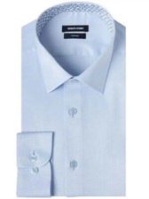 Remus Uomo Men's Tapered Fit Cotton Stretch Shirt Light Blue