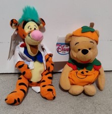 NEW MWMT DISNEY PUMPKIN POOH  SCIENTIST TIGGER MINI BEAN BAG HALLOWEEN PLUSH