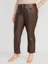 Old Navy High Rise Faux Leather Bootcut Ankle Pants Womens 16 Tall Brown NEW