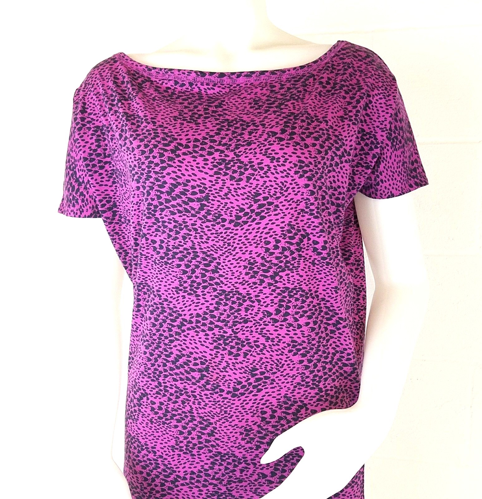 Victorias Secret Moda International Purple Black Shirt Size Small Short Sleeve