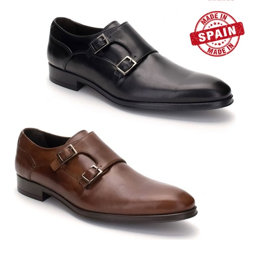 Zapatos de Piel con Doble Hebilla para Hombre Talla 39 40 41 42 43 44 45  Spain | eBay