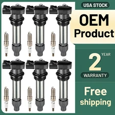 6 Ignition Coils Pack UF569 and Spark Plug For 2010-2015 GMC Acadia 3.6L V6