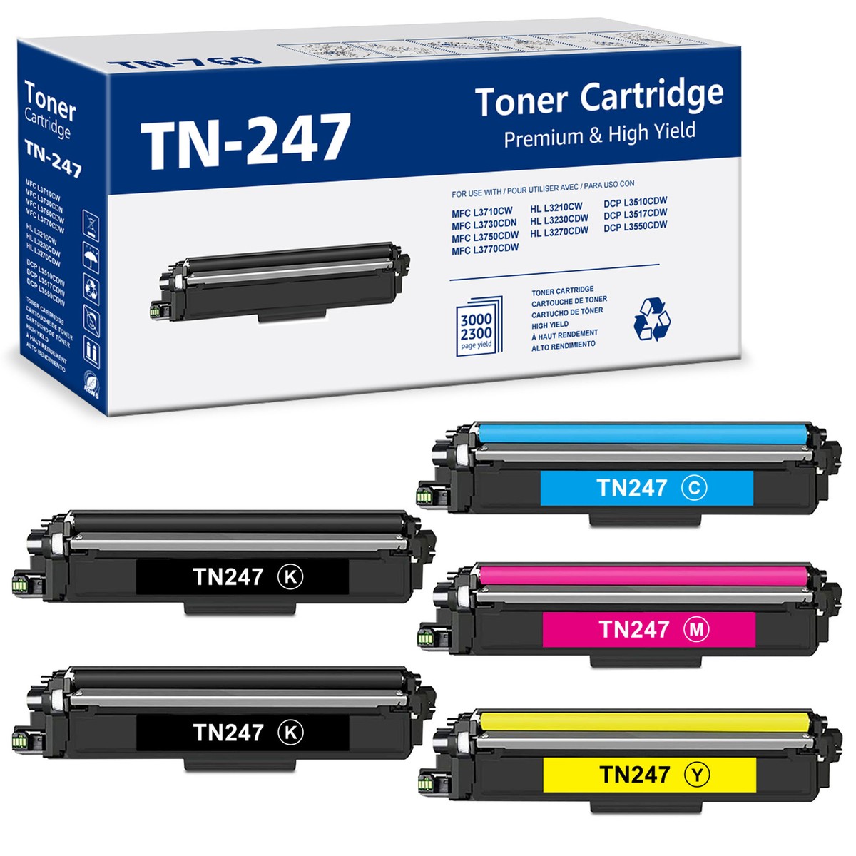 Bubprint 5 tonercartridge compatibel met Brother TN-247 DCP-L3510CDW DCP-L3550CDW HL-L3210CW HL-L3230CDW HL-L3270CDW MFC-L3710CW MFC-L3730CDN MFC-L3750CDW MFC -L3770CDW