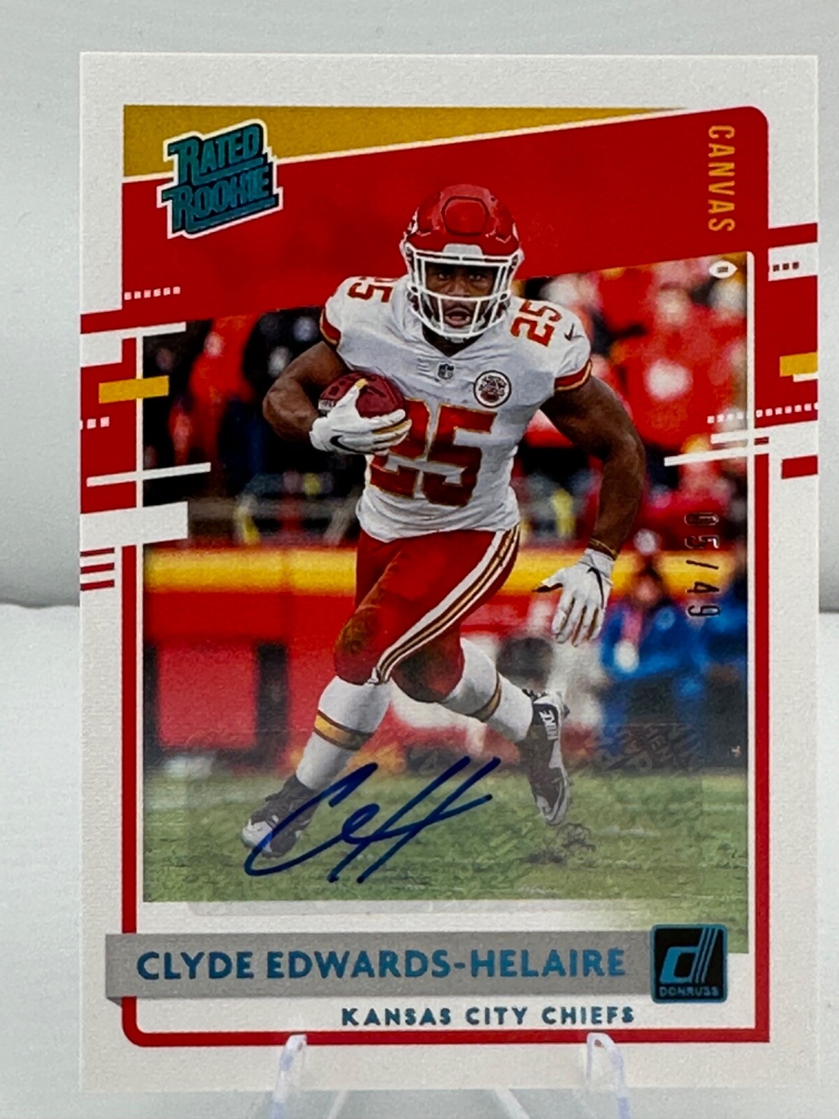 2020 Donruss - Rated Rookie Canvas Autographs #321 Clyde Edwards-Helaire 05/49