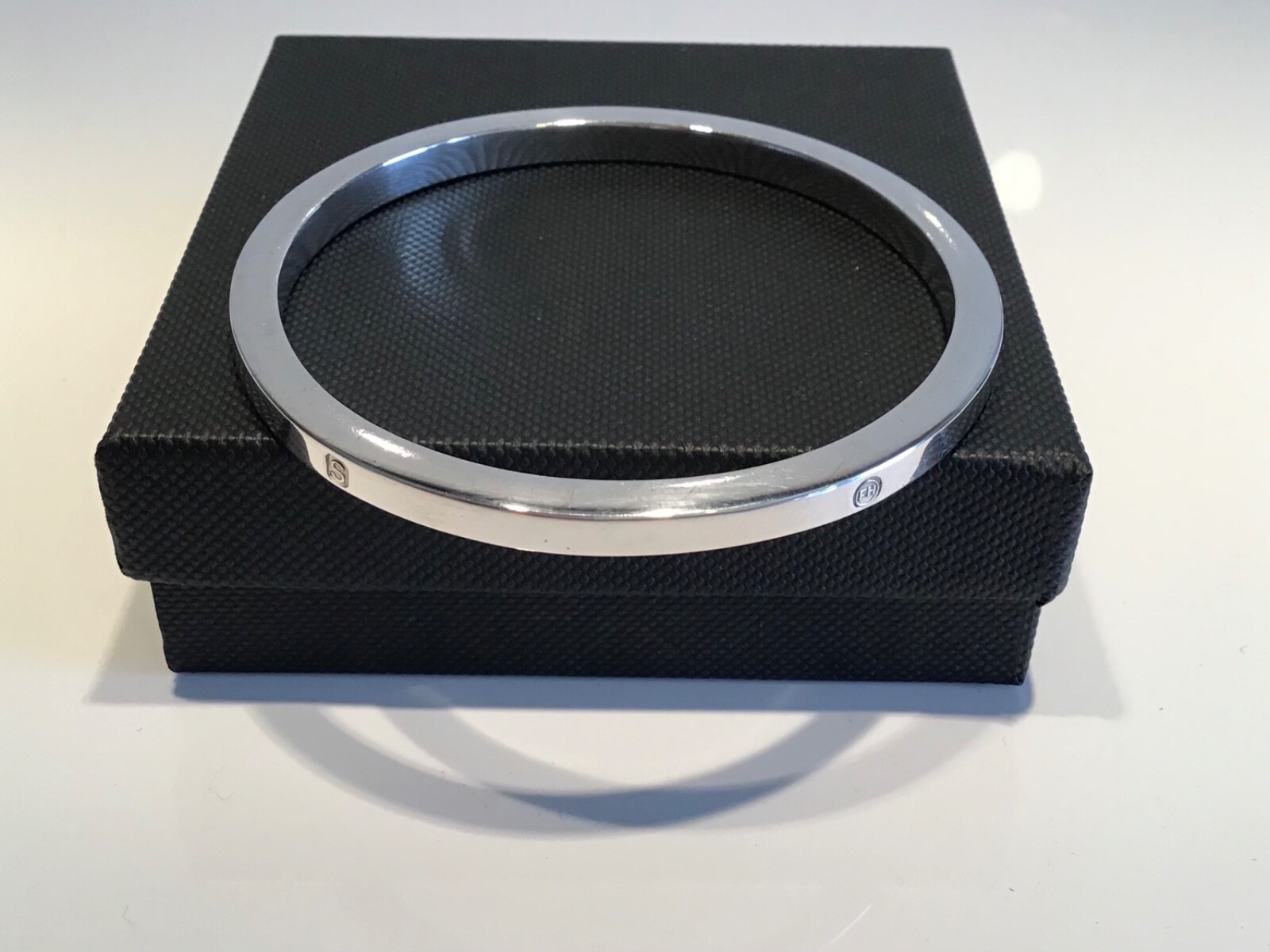 Exquisite Solid Silver Exterior Hallmarked Bangle - image 2