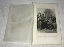 Antique 1875 Steel Engraving Print Governor Carver And Massasoit HL Stephens