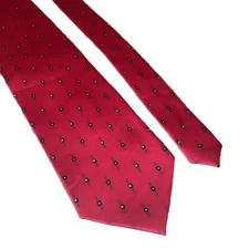 Bergamo New York Tie -  4" Red Geometric 100% Silk Necktie - Men's Classic 64”