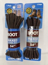 2 Shoe Gear Waxed 54 In. Round Boot Laces 311-14 Brown Black Heavy Duty Grip