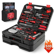 510 Piece Home Repair Tool Kit, General Home/Auto Repair Tool Set, Toolbox Stora