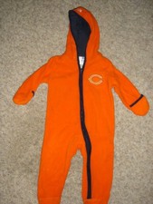 Chicago Bears infant 6/9 month fleece hooded sleeper NFL football orange