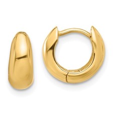 10mm 14K Yellow Gold Polished Hinged Huggie Hoop Earrings TF2300