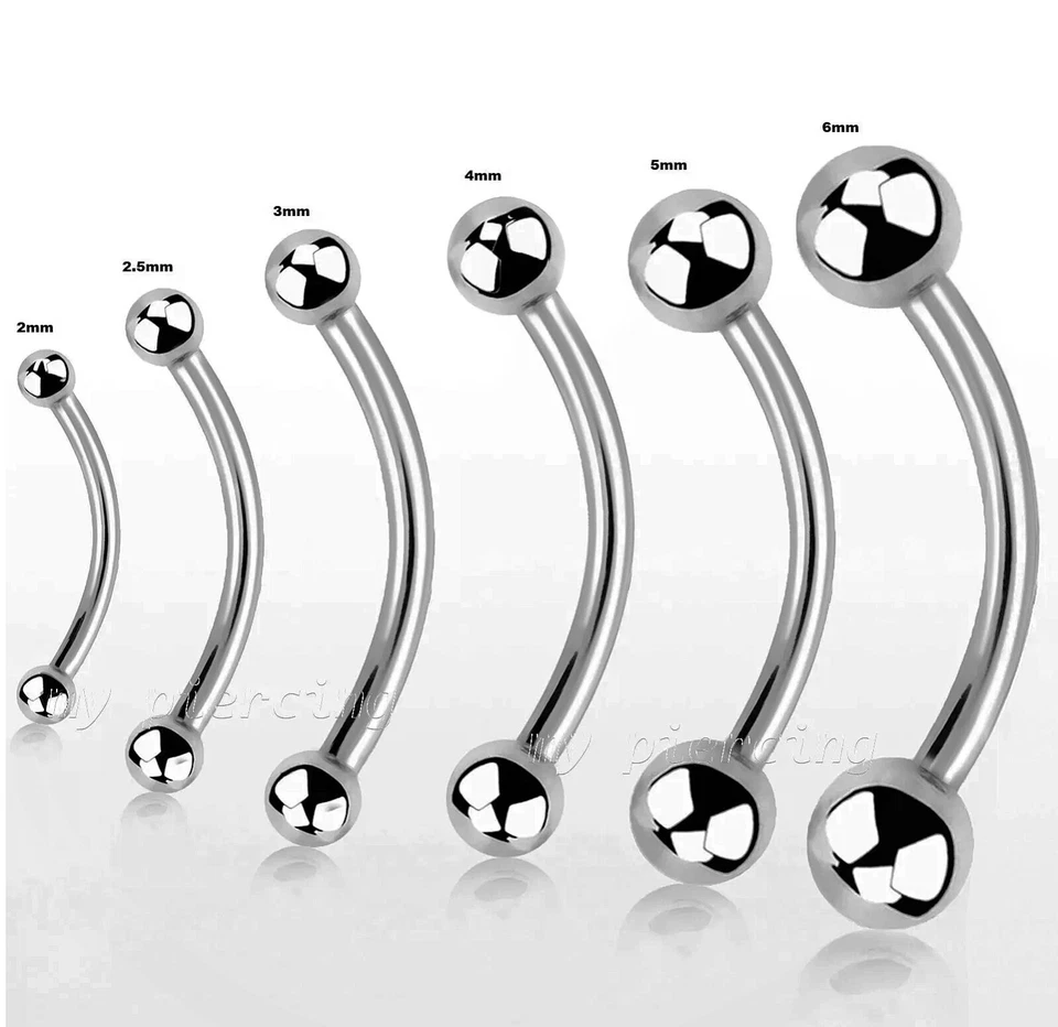 20g 18g 16g 14g 12g 10g Curved Barbell Eyebrow Ring Tongue Snake-Eyes Piercing - Image 2 of 4