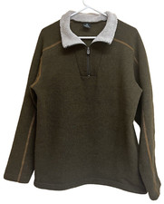 Kuhl Alfpaca Pullover Jacket Mens Medium Long Sleeve 1/4 Zip Casual Brown