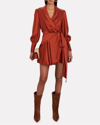 zimmermann silk wrap mini dress red ZIMMERMANN Silk Wrap Mini Dress