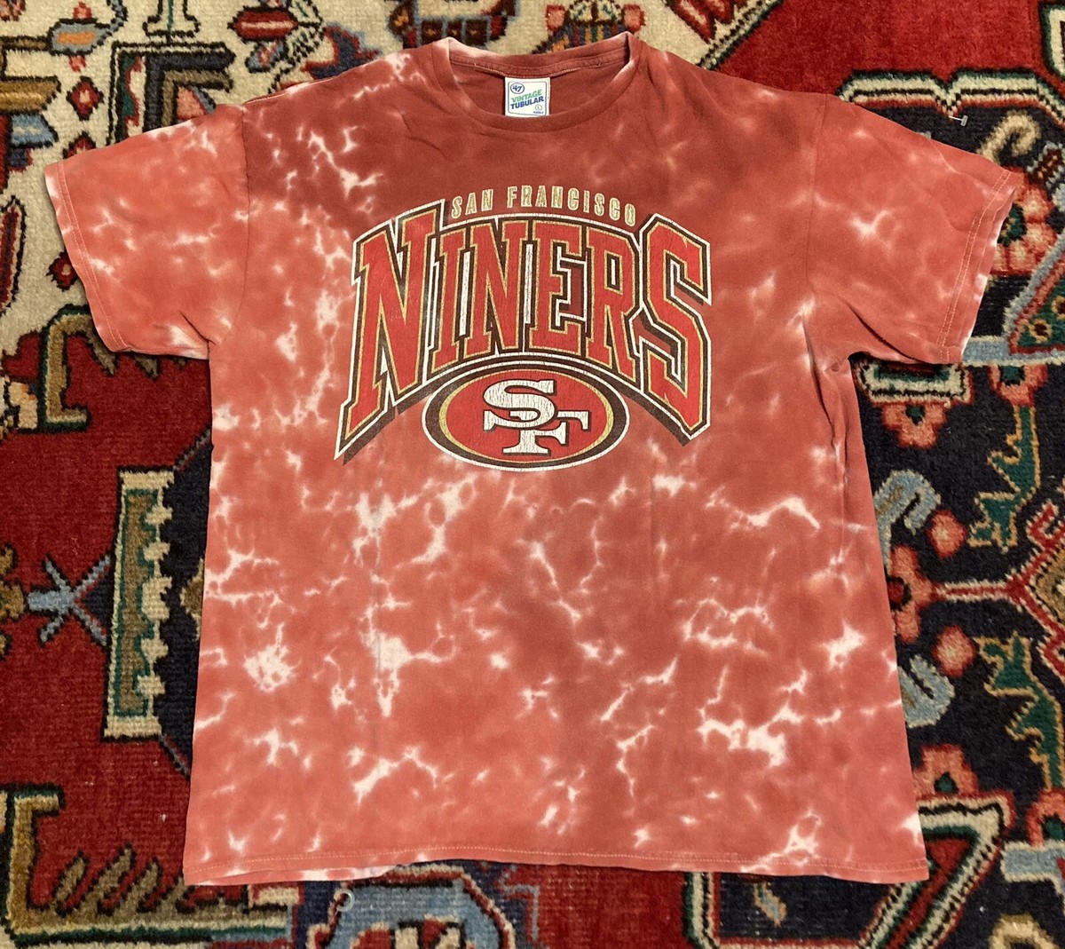 Vintage Y2K San Francisco 49ers NFL Tie Dye Men's Red T-Shirt Size